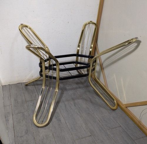 Vintage Mid Century Postmodern Modernist Gold & Black Metal Dining Table BASE - Picture 11 of 24