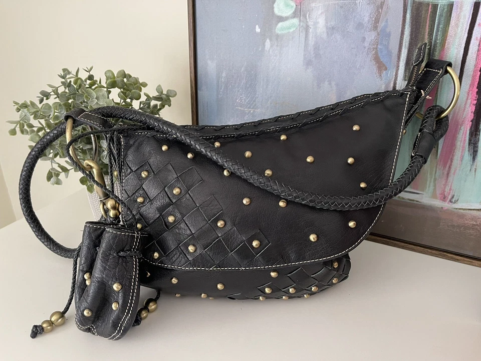 Сумочка хобо Maxximum NY черная кожа и латунь X-Large с прикрепляемым чехлом. - Изображение 3 из 4