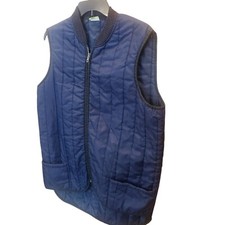 Sears Work Leisure Nylon Quilted Blue Vest 1960's-1980's XL Garage Automotive