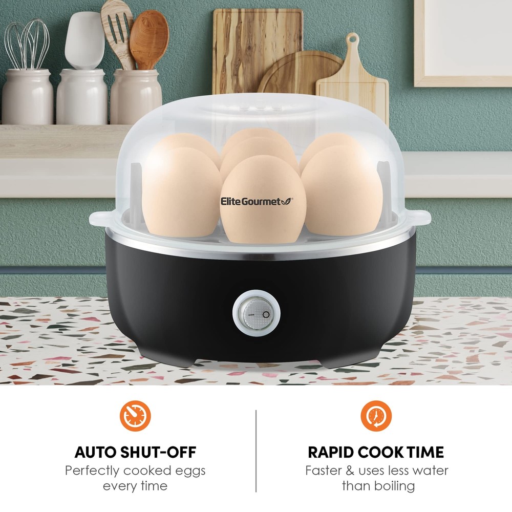 Elite Gourmet EGC115B Easy Egg Cooker Electric 7-Egg Capacity, Soft, Medium, Har Elite Gourmet EGC115B Easy Egg Cooker Electric 7-Egg Capacity, Soft, Medium, Har