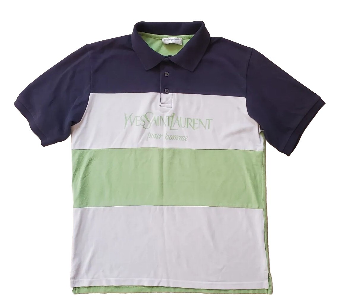 トップス 90s Yves Saint Laurent polo shirt YSL Vintage YSL YVES SAINT LAURENT Polo Shirt Mens L Spellout 90's