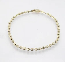 3mm Diamond Moon Cut Ball Bead Chain Bracelet Lobster Clasp Real 10K Yellow Gold