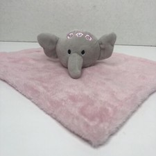 Baby Kiss Gray Elephant Lovey Pink Security Blanket Flowers Floral Super Soft
