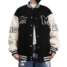 Mens Varsity Jacket Baseball Jacket Vintage Unisex Streetwear Coats 