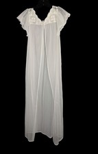 VTG Nylon Gilead Sheer CHIFFON Babydoll GOWN Peignoir LACE Ruffle Romantic