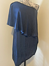 BNWT DENIM By MYER Navy Blue Satin Feel One Shoulder Blouse Size 22