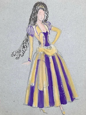Robe Femme DESSIN ORIGINAL Aquarelle JOSE DE ZAMORA Costume ESPAGNE Mode XX° - Photo 1/2