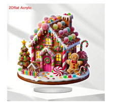 Charming Gingerbread Candy House Acrylic Decoration 2D Standing Christmas Decora