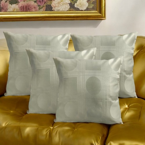 Set of 4 - Cream Check Circle 16x16" 40x40cm Premium Cushion Covers Quality Zips - Picture 10 of 13