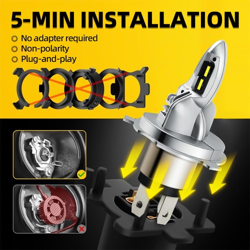 4X H4 LED Headlight Kit High Low Bulbs 6000K For 2011-2014 Mazda 2 - Picture 2 of 14
