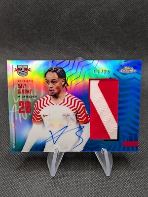 2023-24 Topps RB Leipzig Chrome - Xavi Simons /25 On Card Auto Jersey