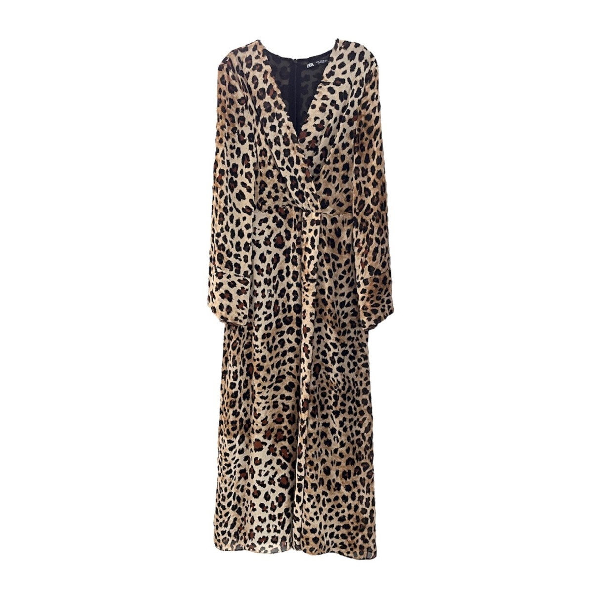 knee length dresses for ladies Zara Women's Leopard Print Slip Midi Dress | XS UK6-8