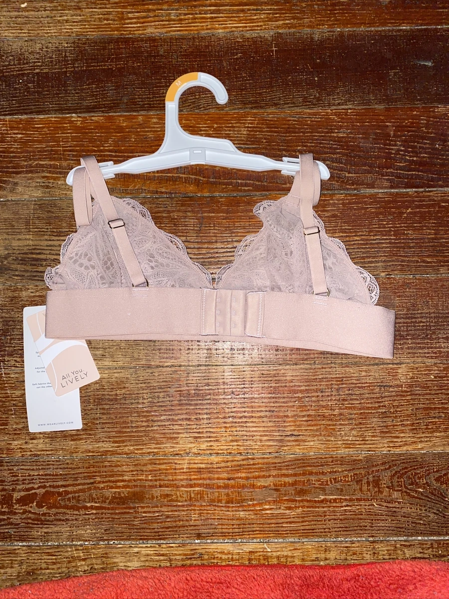 All.You. LIVELY Women's Long-Lined Lace Bralette - Tan - Medium- New