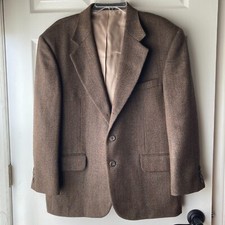 Oscar De La Renta Men's Blazer Brown Tweed Sport Suit Coat Career Jacket READ 