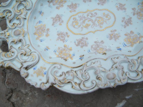 V. P. CHODAU porcelana bandeja de oferta PORGES VON PORTHEIM? Codo rococó dorado - Imagen 4 de 8