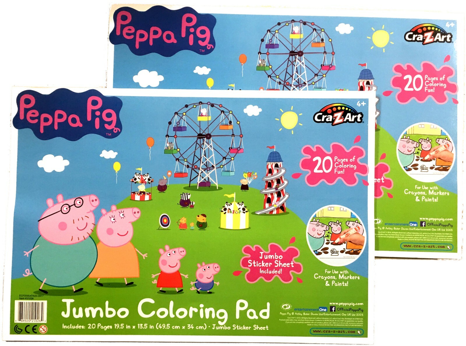 Peppa Pig Jumbo Coloring Books & Stickers by Cra-Z-Art Value Deal- 2 ...