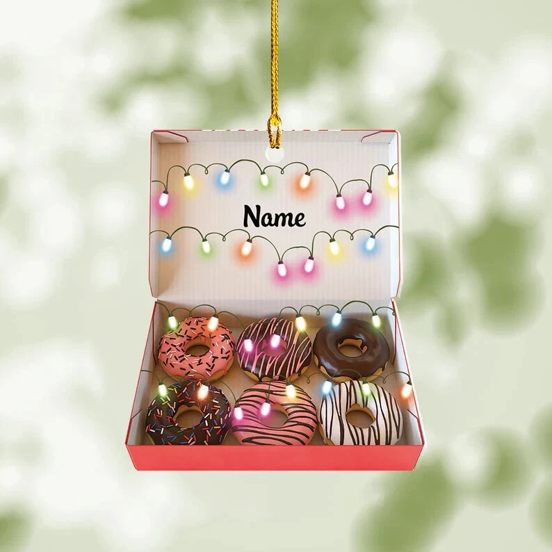 Donut Box Christmas Ornament, Xmas Tree Decor, Loved Donut Box Ornament