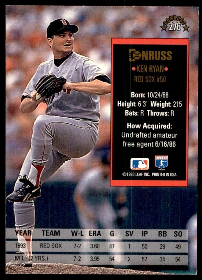 1994 Donruss Ken Ryan Baseball Cards #276 - Image 2 of 2