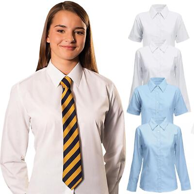 KINDER MÄDCHEN DAMEN BLUSE LANGARM SMART SHIRTS SCHULKLEIDUNG UNIFORM TOPS