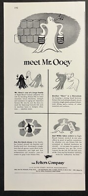 1944 The Felters Company Meet Mr. Ooey Eagle Brand Cement B&W Vintage Print Ad
