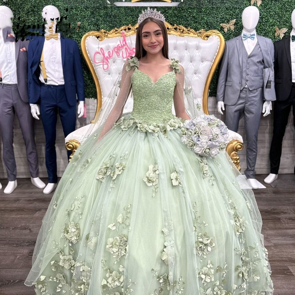 pastel green quinceanera dresses
