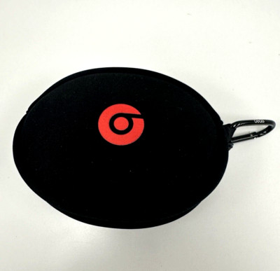 BEATS By Dr Dre Solo 2 Soft Bag Zipper Case Black Red Logo Lanyard NO HEADPHONES