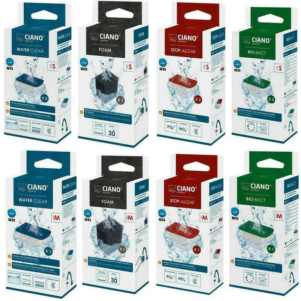 Ciano Replacement Filter Foams Water Clear Cartridges CF20 CF40 CF80 Sml Med