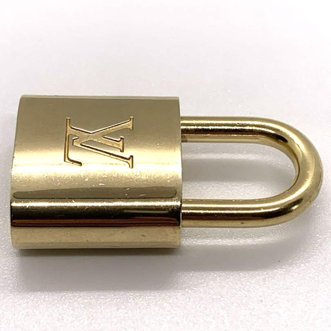 LOUIS VUITTON PadLock Lock & Key Brass Gold Authentic Number