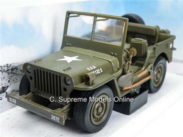 WILLYS JEEP ARMY CAR MODEL MILITARY GREEN AMERICAN CLASSIC 1:32 SIZE USA R0 - Image 2 of 4