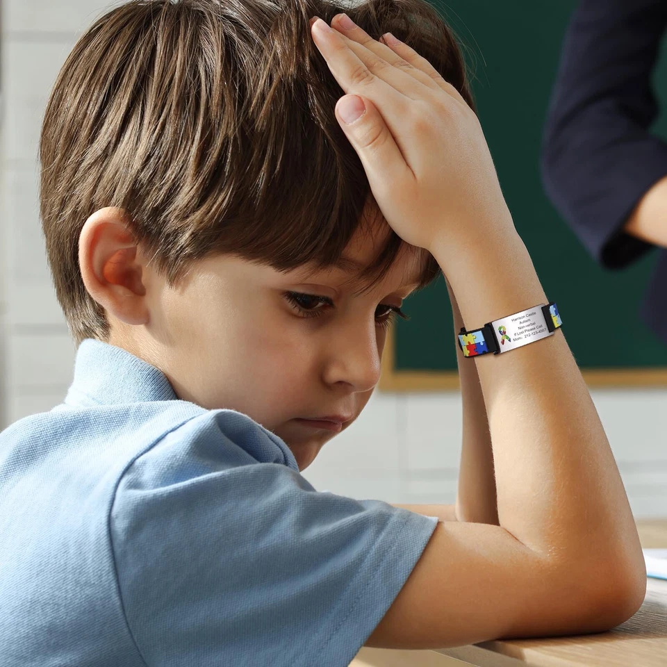 Personalisierte Autismus ICE Info Weiche Silikonbänder Armband Mädchen Jungen - Bild 3 von 4