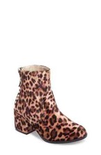 Dolce Vita Benny Studded Block Heel Boot, Leopard Velvet, Girls Size 8 NEW