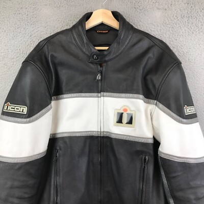 Icon Leather Neo Daytona Motorcycle Racing Jacket Size 44 Black | eBay