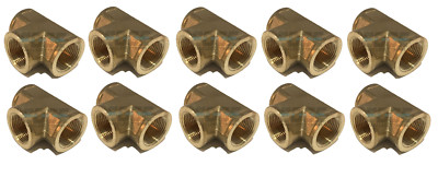10 PACK BRASS FORGED EQUAL TEE FITTING 3/4'' FEMALE NPT FNPT AIR FUEL WOG