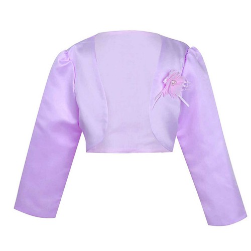 Baby Girls Long Sleeve Satin Bolero Jacket Shrug Communion Church Dress Cover Up - Picture 71 of 125