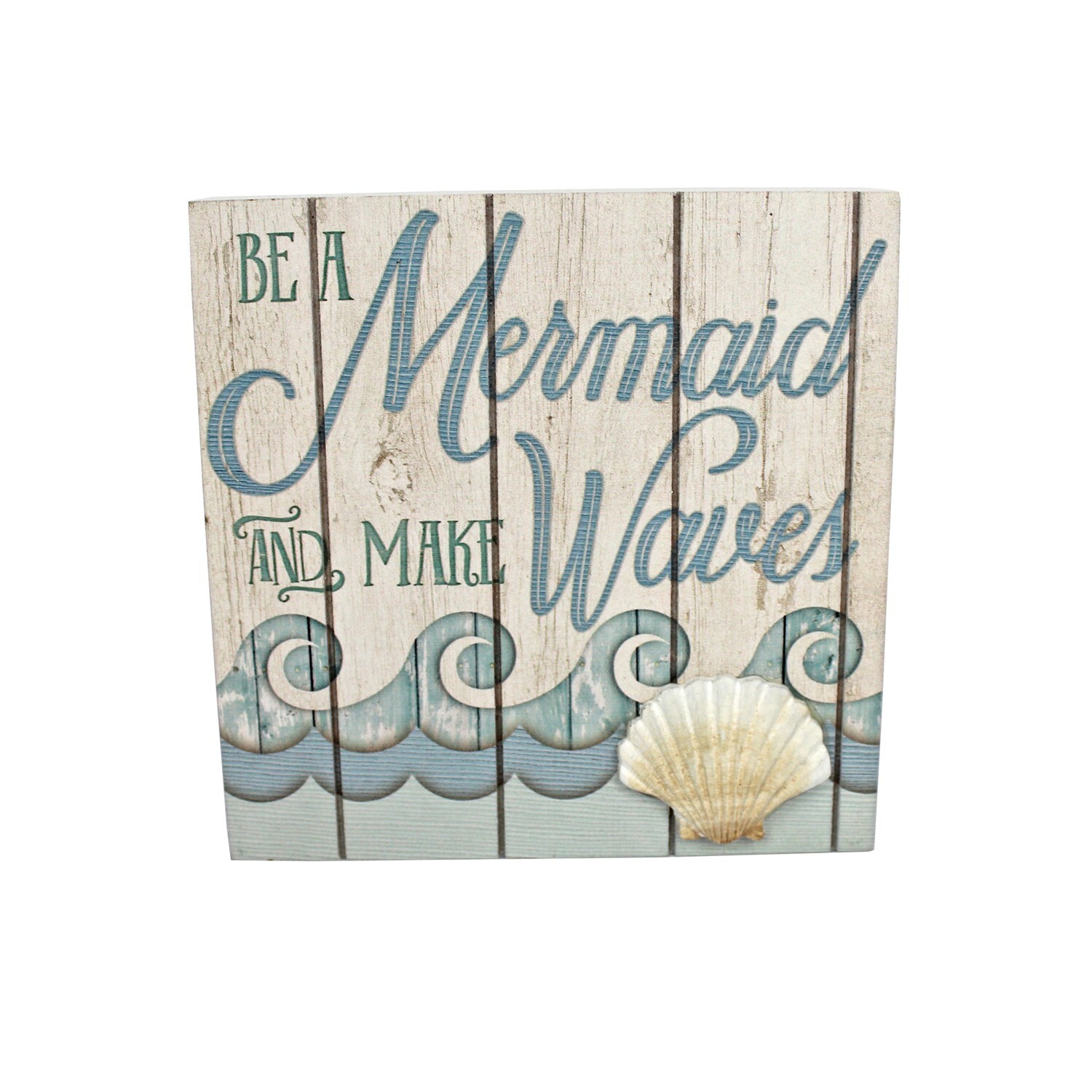Mermaid Make Waves Box Coastal Plaque Sign Wall Hanging Decor Decoration For
