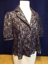 Nwt Bizz Princess Jackie O Black Silver Short Sleeve Lace Coat Jacket Small