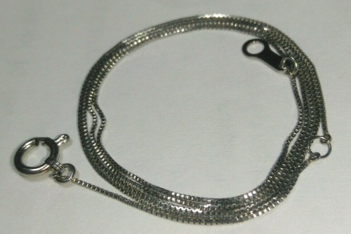 Ladies Solid Platinum Box Link Chain Necklace 15.75" - Picture 5 of 12