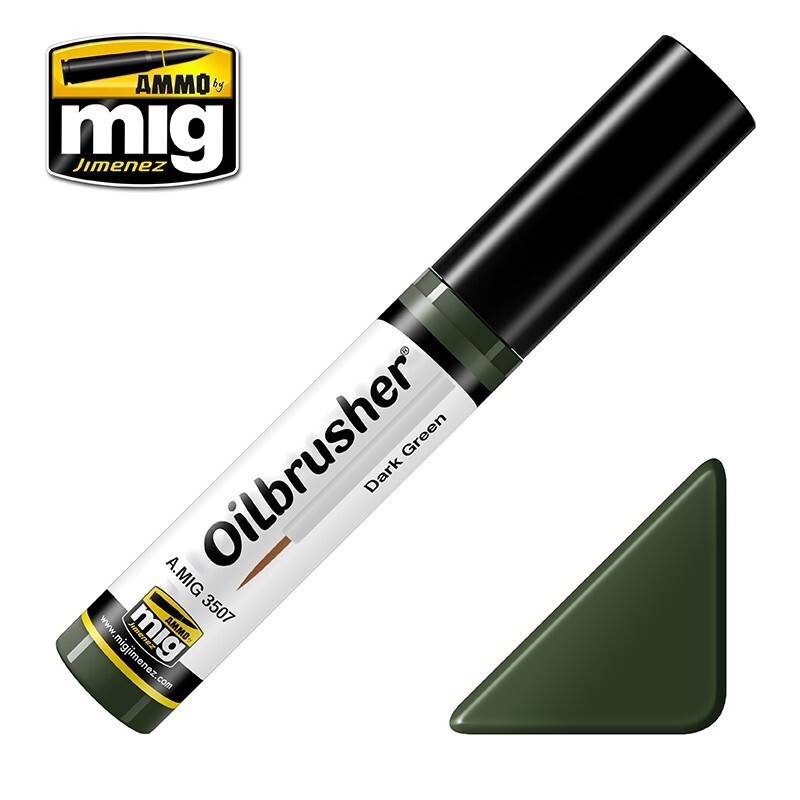 Ammo By Mig Jimenez Dark Green Oilbrusher With Fine Brush Applicator A.MIG-3507