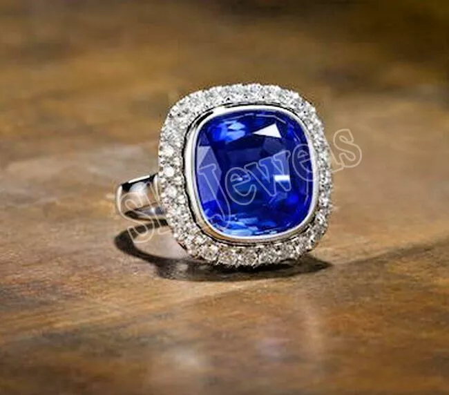 0.92ct Natural Round Diamond 14K White Gold Sapphire Wedding Ring