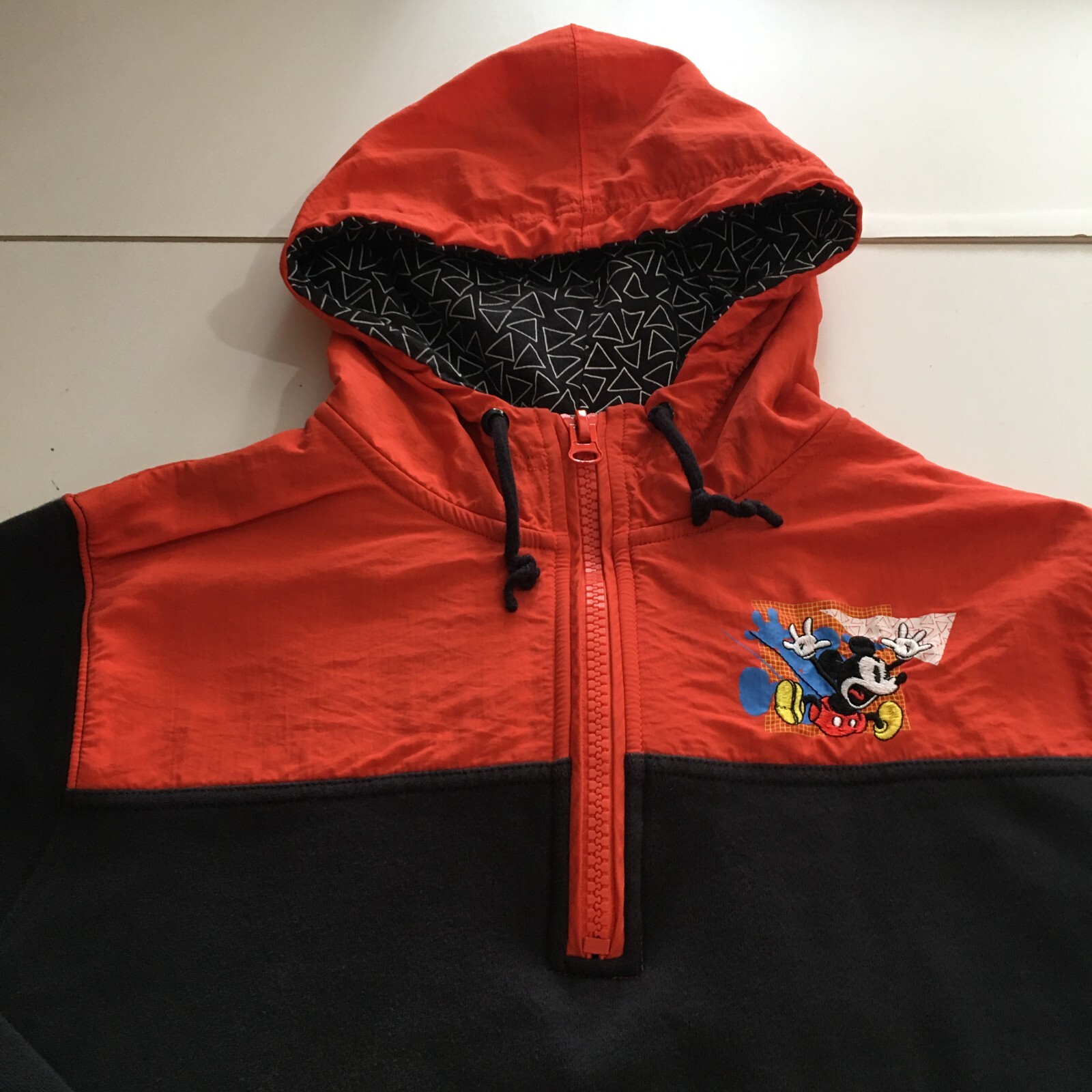 Disney Parks Retro Mickey Mouse Half Zip Hoodie Sweatshirt Womens