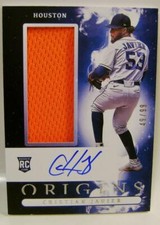 CRISTIAN JAVIER RC /99 AUTO ORIGINS RELIC CHRONICLES BASEBALL PANINI 2021