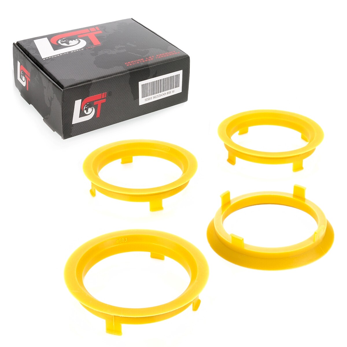 4x Distance Rings Centering Yellow Alloy Wheels Ø 60,1 - 70,1 MM for Vauxhall