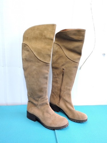 Lucky Brand Harleen Womens Tan Suede Leather Knee High Boots Side Zip 10M - Picture 3 of 14