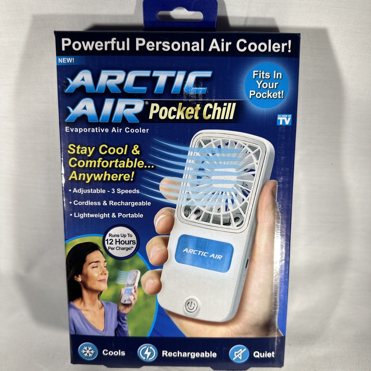 Arctic Air Pocket Chill Personal Air Cooler Powerful 3-Speed