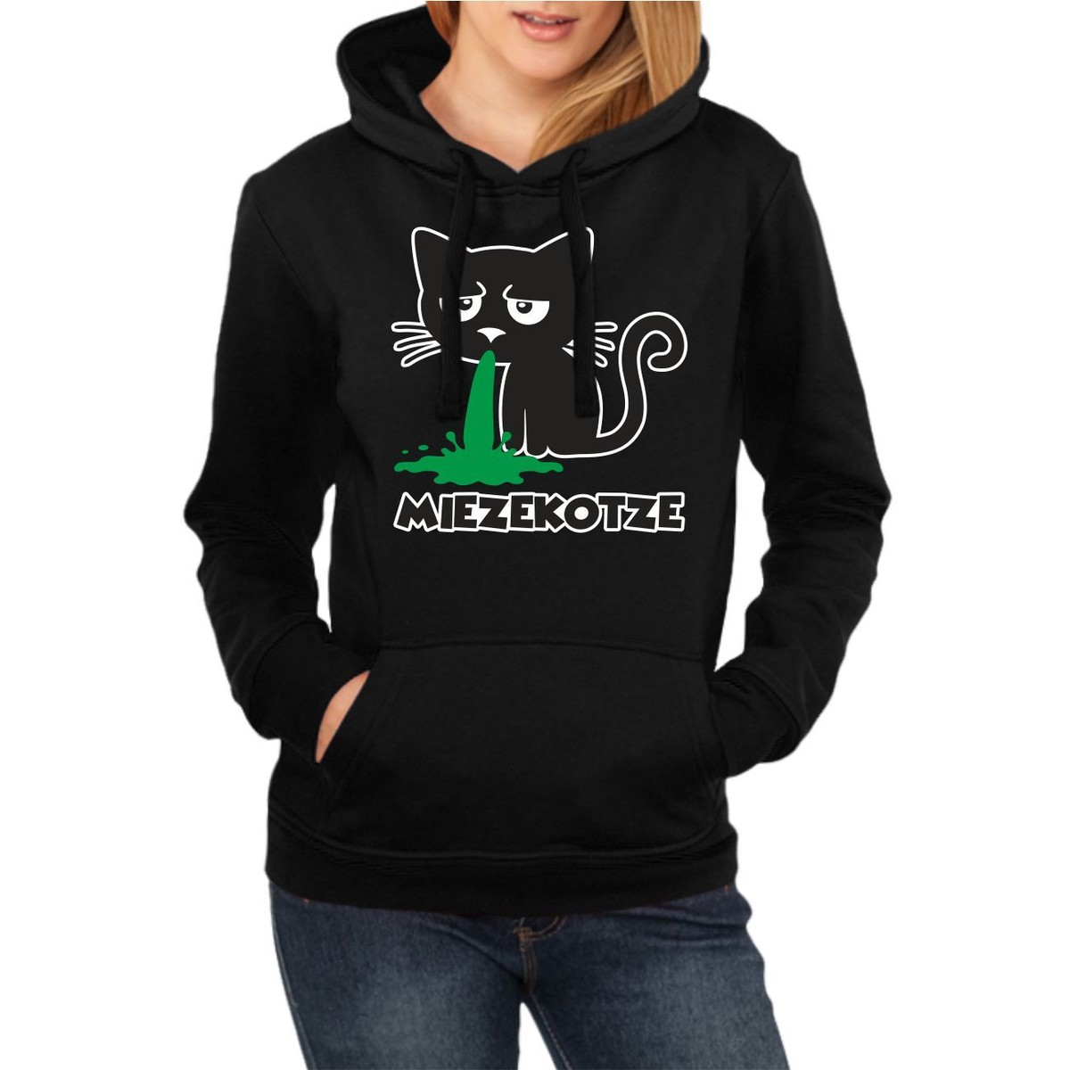 Frauen Mädchen Kapuzenpul​lover Miezekotze Hoodie Cartoon Katze