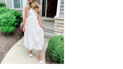 new WHITE HOUSE BLACK MARKET eyelet belted midi dress