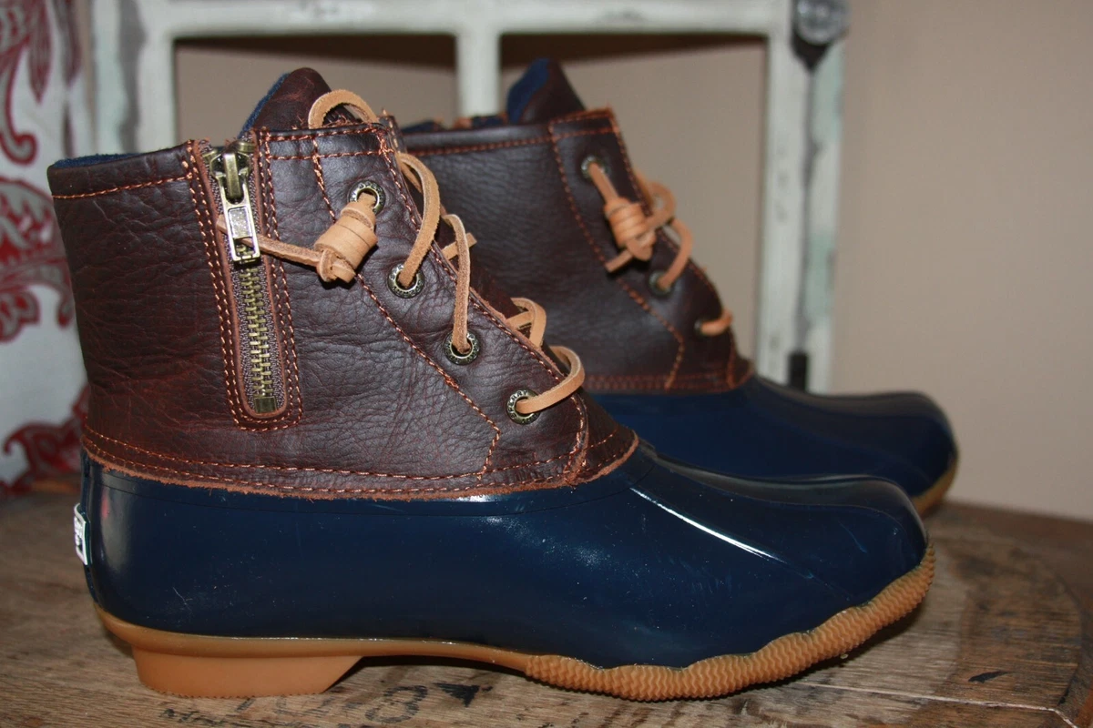Sperry saltwater Brown navy duck boots 7.5m