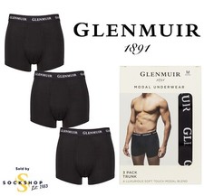 Men's Hipster Trunks Modal Rich Underwear Stretchy 3 Pack in S M L XL - Glenmuir