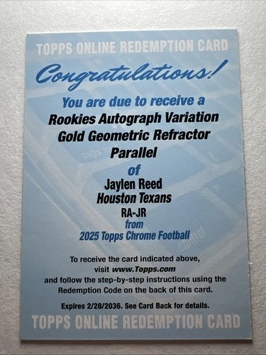 2025 Topps Chrome Jaylen Reed Base (RAW)