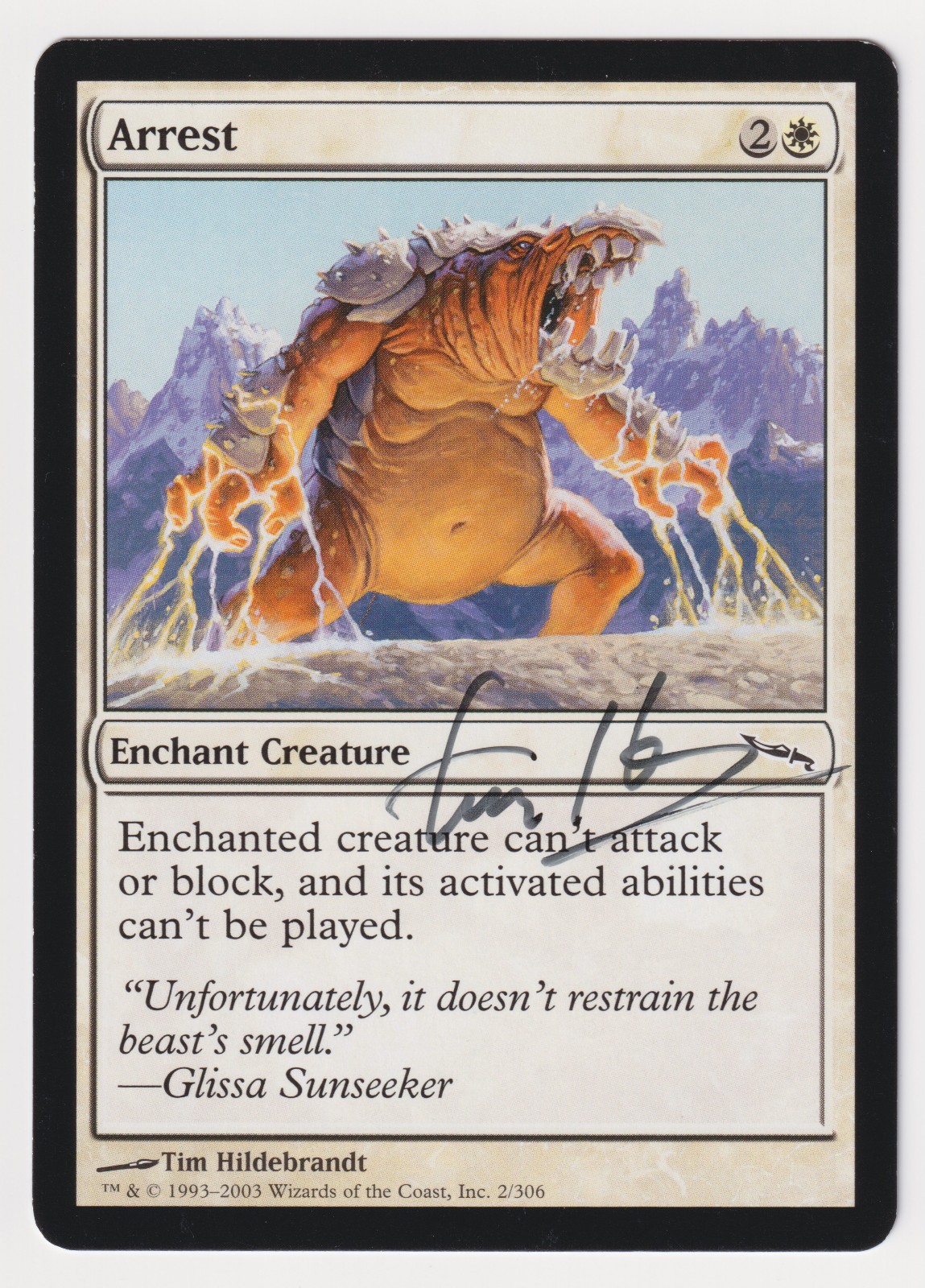 Signed Arrest HP Mirrodin Artist Tim Hildebrandt 2003 WOTC MTG Magic Enchantment